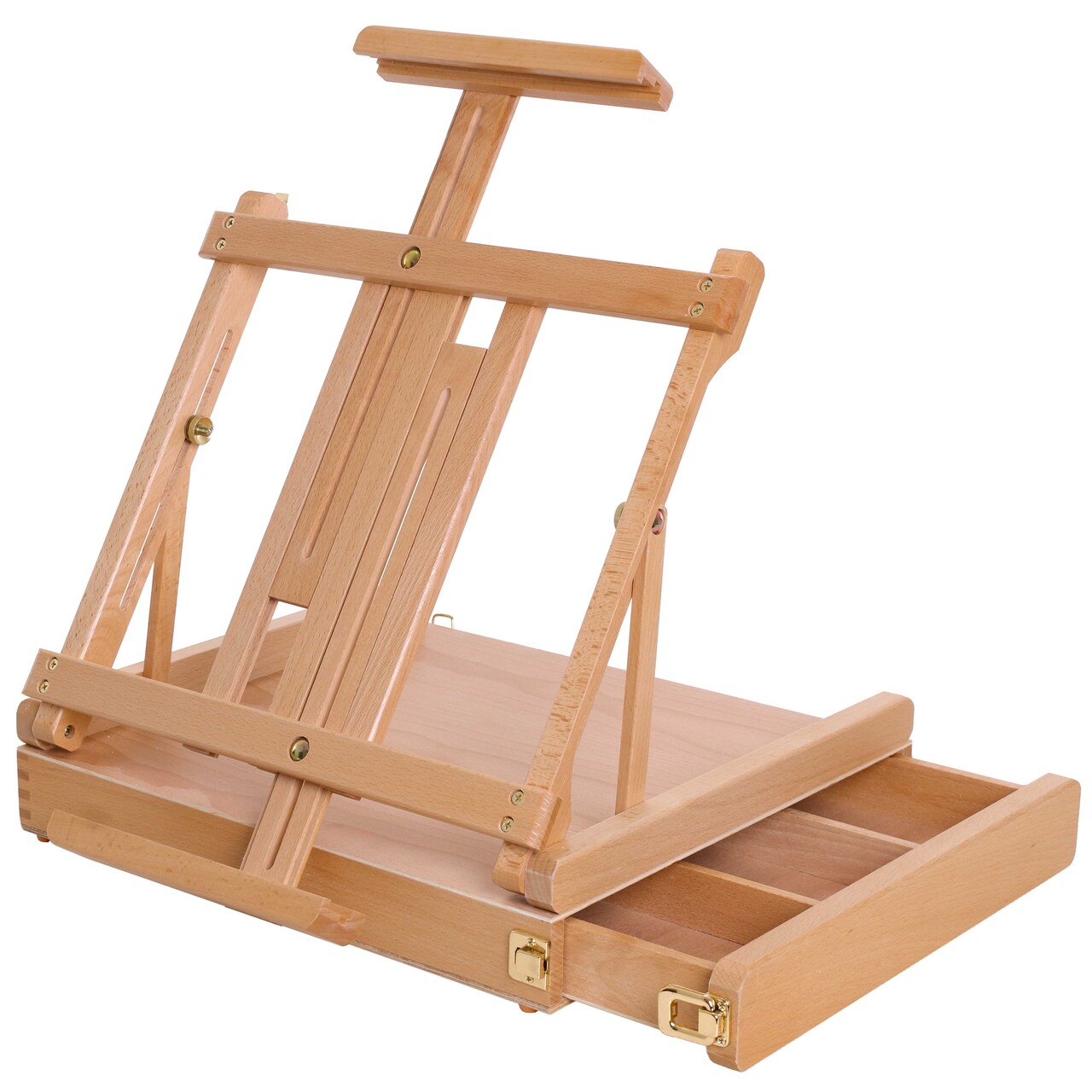 La Jolla Large Adjustable Wood Table Sketchbox Easel, Premium Beechwood - Portable Wooden Artist Desktop Drawer Case - Store Organize Paint, Brushes